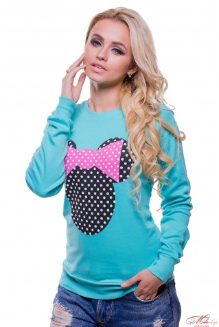 Толстовка с принтом Минни с бантом в ментоловом цвете